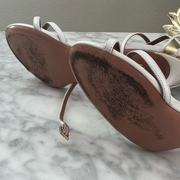 White Aquazzura Sandals, Heels 4.25” Wrap-Around Straps Includes Box & Dust Bag - Picture 5 of 6